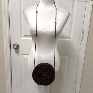 New wooden beaded hand made side bag for women and girls  brown color #506